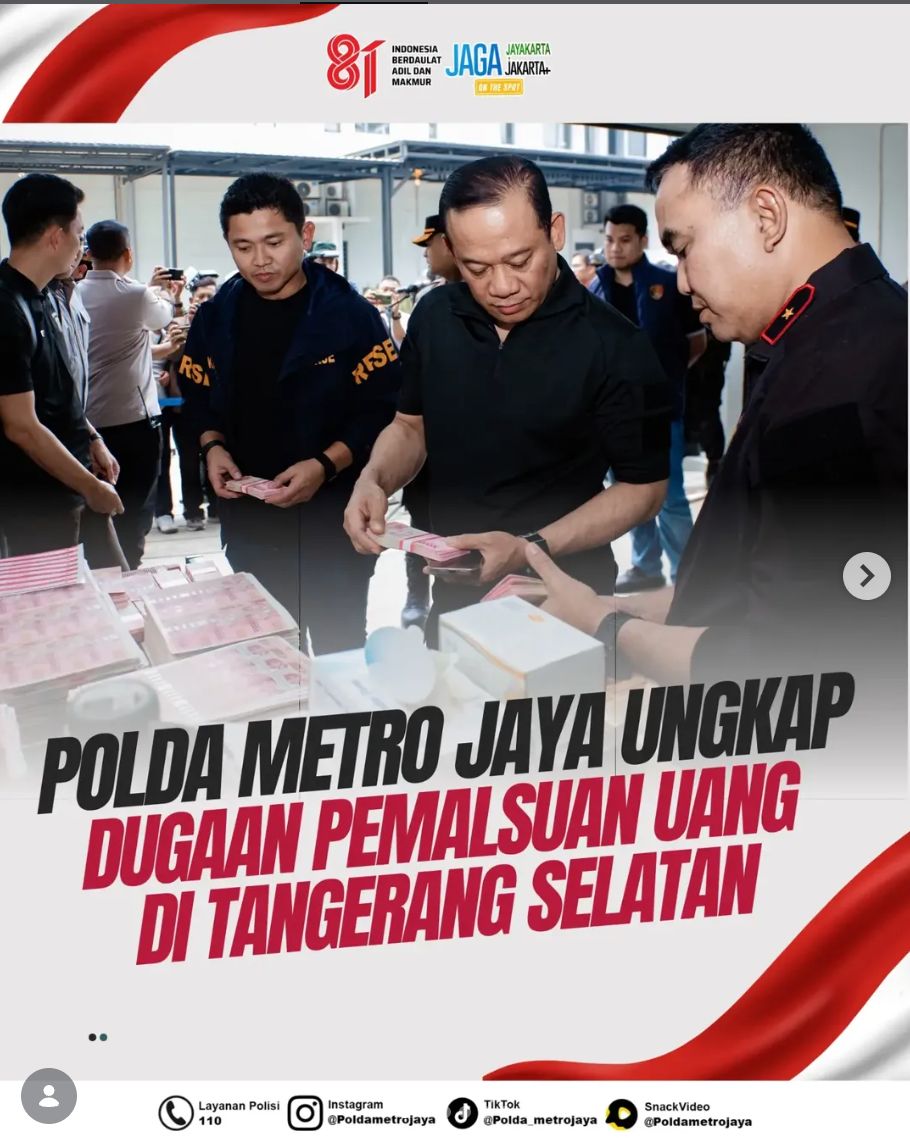 Polda Metro Jaya Ungkap Dugaan Pemalsuan Uang di Tangerang Selatan, Telusuri Rantai Produksi hingga Peredaran